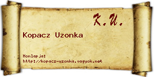 Kopacz Uzonka névjegykártya